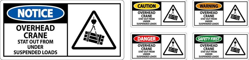 Caution Sign, Overhead Crane Suspended Loads vector