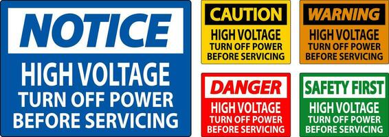 Danger Sign High Voltage Turn Off Power Before Servicing vector
