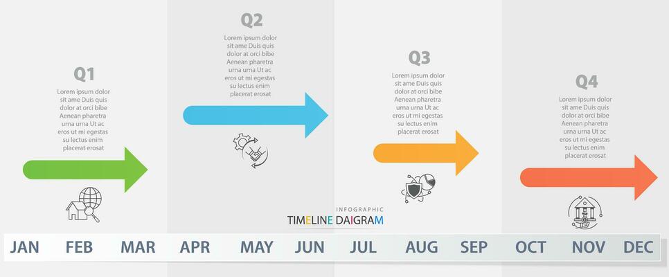 Modern timeline diagram infographic chart 12 month financial statistics graph