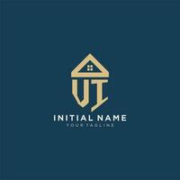 initial letter VI with simple house roof creative logo design for real estate company vector