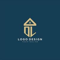 initial letter OL with simple house roof creative logo design for real estate company vector