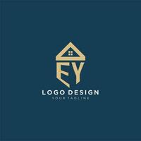 initial letter EY with simple house roof creative logo design for real estate company vector