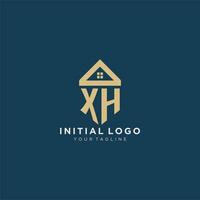 initial letter XH with simple house roof creative logo design for real estate company vector