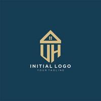 initial letter UH with simple house roof creative logo design for real estate company vector