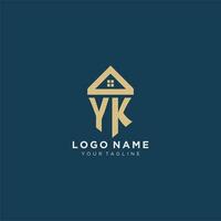initial letter YK with simple house roof creative logo design for real estate company vector