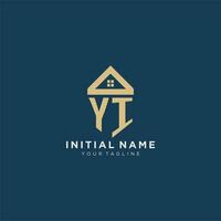 initial letter YI with simple house roof creative logo design for real estate company vector
