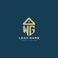 initial letter WG with simple house roof creative logo design for real estate company vector