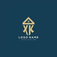 initial letter XK with simple house roof creative logo design for real estate company vector