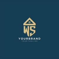 initial letter WS with simple house roof creative logo design for real estate company vector