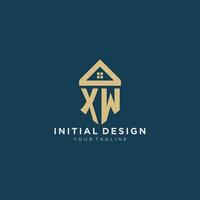 initial letter XW with simple house roof creative logo design for real estate company vector