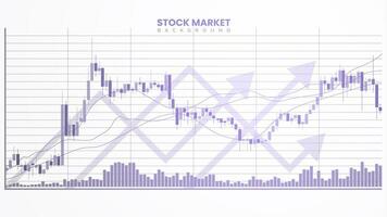 Suscessful stock market trading chart on a white paper background. Business financial stastical information and trends with up arrows. Candlesticks graph illustration concepts vector