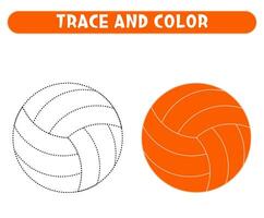 rastro y color naranja vóleibol. educativo juego. hoja de cálculo para niños vector