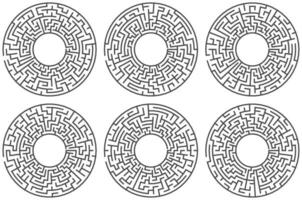 Abstract square circular maze game collection for Cnc. laser cutting or kdp vector