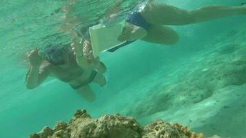 People Using Touch Pad Underwater video