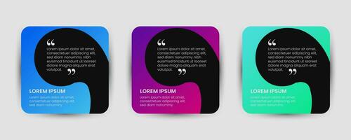 Set of Social Media Post Design Templates for Quotes. Quote Frame Blank Template Set. Quote Instagram Template. Modern Gradient Background. vector