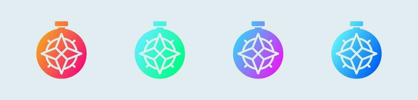 Compass solid icon in gradient colors. Exploration signs vector illustration.