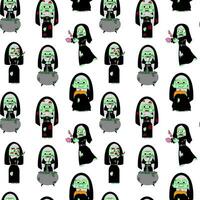 Seamless pattern with zombie nun. Vector illustration