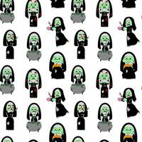 Seamless pattern with zombie nun. Vector illustration