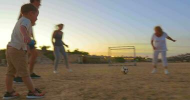 Verenigde familie spelen strand Amerikaans voetbal video