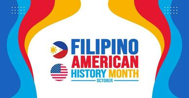 octubre es filipino americano historia mes antecedentes modelo. fiesta concepto. fondo, bandera, cartel, tarjeta, y póster diseño modelo con texto inscripción y estándar color. vector