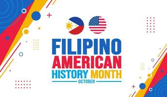 octubre es filipino americano historia mes antecedentes modelo. fiesta concepto. fondo, bandera, cartel, tarjeta, y póster diseño modelo con texto inscripción y estándar color. vector