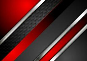 Technology red and black background with metallic stripes vector