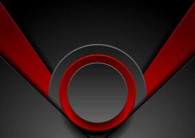 Red and black geometry tech background with circles vector