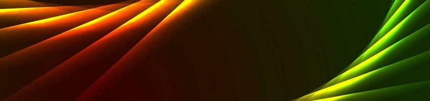 Glowing orange and green laser lines abstract hi-tech banner vector