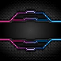 Futuristic technology background with blue purple glowing lines vector