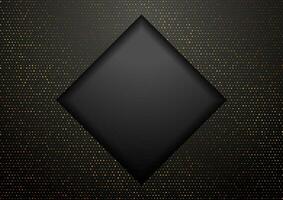 Geometric tech black square background with golden dots vector