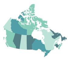 Map of Canada in political regions. Canadian map. vector