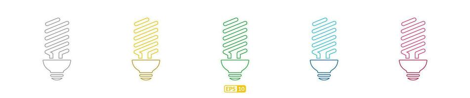 Led bulb colorful line icon set. vector