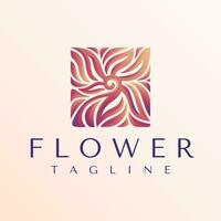 Stylish abstract nature flower square logo design branding vector