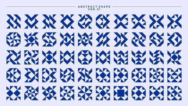 Decorative line abstract memphis square basic shape pattern design set vector