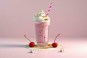 3d milk shake glass with dressing of fruits Generative AI photo