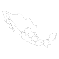 Map of Mexico with administrative regions in white color. Mexican map regions. png