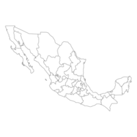 Map of Mexico with administrative regions in white color. Mexican map regions. png