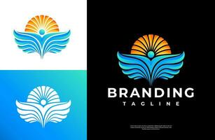 Modern abstract human wing logo design branding vector