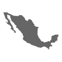 Map of Mexico in grey outline. Mexican map regions. png