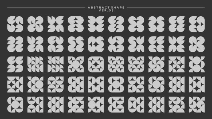 Flat round circle bauhaus abstract element basic shape seamless pattern set