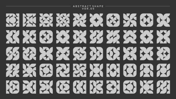Abstract flat circle bauhaus basic shape pattern design bundle