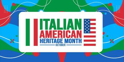 octubre es italiano americano patrimonio mes antecedentes modelo. fiesta concepto. fondo, bandera, cartel, tarjeta, y póster diseño modelo con texto inscripción y estándar color. vector