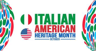 octubre es italiano americano patrimonio mes antecedentes modelo. fiesta concepto. fondo, bandera, cartel, tarjeta, y póster diseño modelo con texto inscripción y estándar color. vector