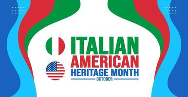 octubre es italiano americano patrimonio mes antecedentes modelo. fiesta concepto. fondo, bandera, cartel, tarjeta, y póster diseño modelo con texto inscripción y estándar color. vector