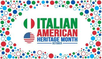 October is Italian American Heritage Month background template. Holiday concept. background, banner, placard, card, and poster design template with text inscription and standard color. vector