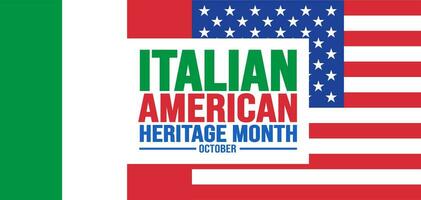 octubre es italiano americano patrimonio mes antecedentes modelo. fiesta concepto. fondo, bandera, cartel, tarjeta, y póster diseño modelo con texto inscripción y estándar color. vector