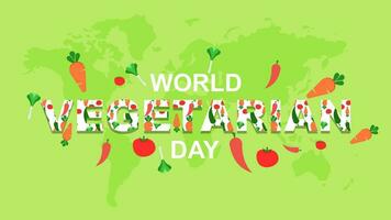 Vector illustration design concept of World Vegetarian Day observed on every 1st October