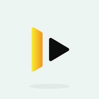 Play button for media app logo design with black and yellow color. Streaming service app Logotype. Multimedia player icon design element for Music and movie start sign, audio and video editor logo vector