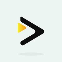 Play button for media app logo design with black and yellow color. Streaming service app Logotype. Multimedia player icon design element for Music and movie start sign, audio and video editor logo vector