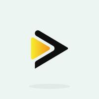 jugar botón para medios de comunicación aplicación logo diseño con negro y amarillo color. transmisión Servicio aplicación logotipo multimedia jugador icono diseño elemento para música y película comienzo firmar, audio y vídeo editor logo vector